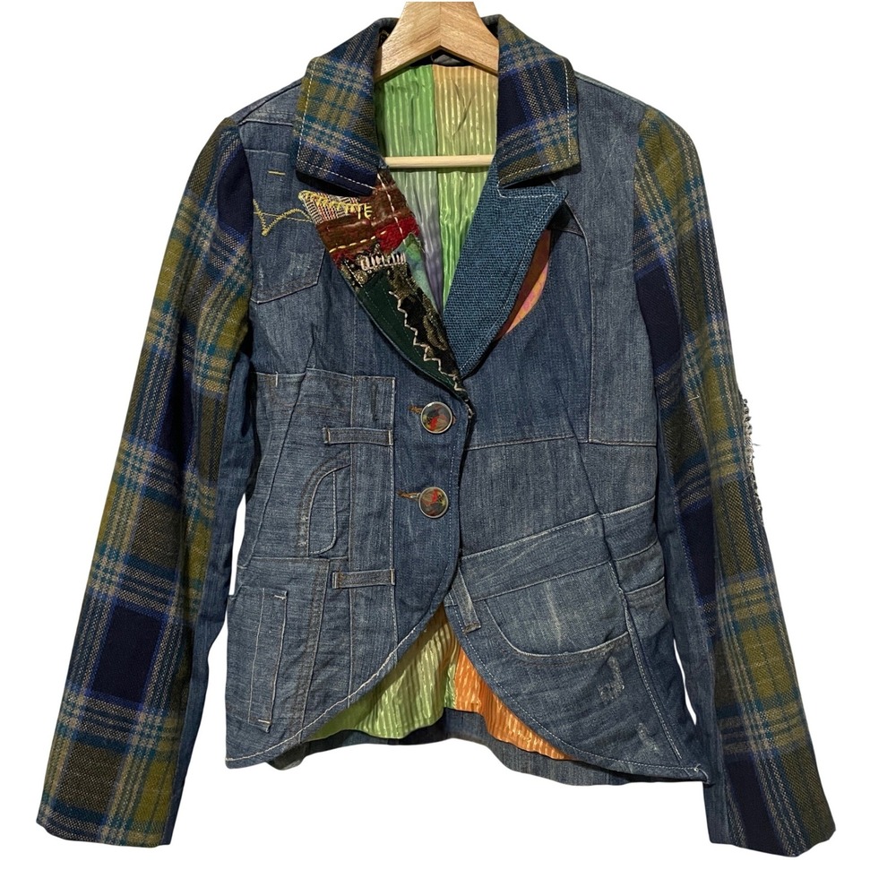 Desigual Denim Patchwork Blazer Jacket Women's EU… - image 4
